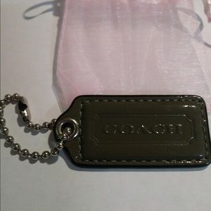 Coach deep gray leather keychain